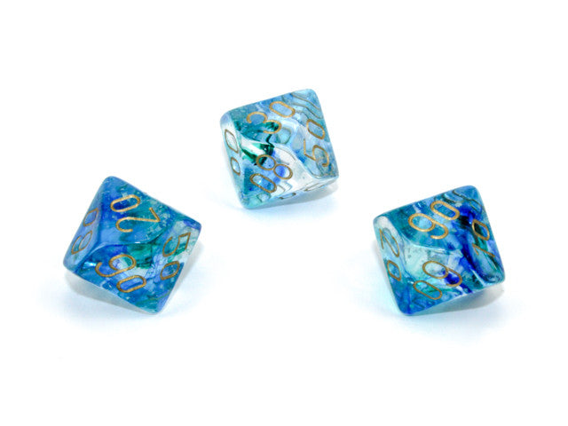 Chessex Tens 10 Dice Nebula Polyhedral Oceanic/gold Luminary Tens 10