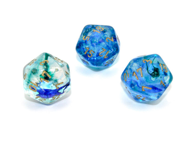 Chessex D20 Dice Nebula Polyhedral Oceanic/gold Luminary d20