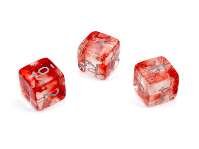 Chessex D6 Dice Nebula Polyhedral Red/silver Luminary d6