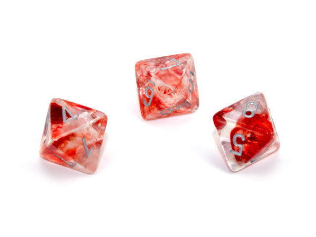 Chessex D8 Dice Nebula Polyhedral Red/silver Luminary d8