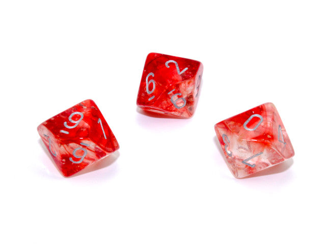 Chessex D10 Dice Nebula Polyhedral Red/silver Luminary d10