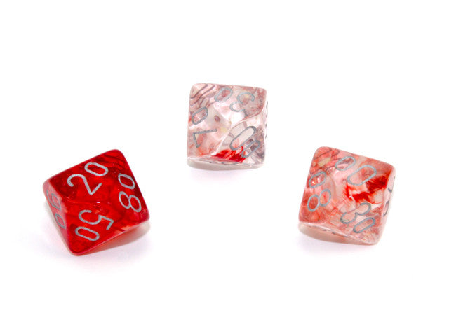 Chessex Tens 10 Dice Nebula Polyhedral Red/silver Luminary Tens 10
