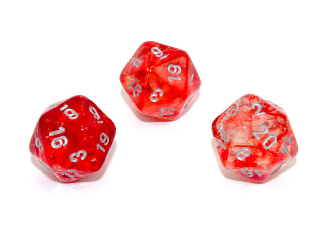 Chessex D20 Dice Nebula Polyhedral Red/silver Luminary d20