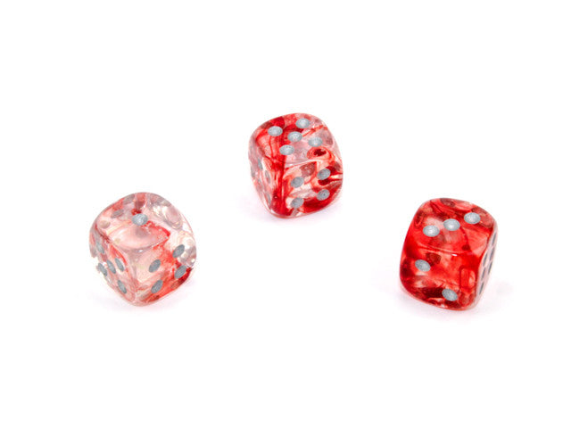 Chessex D6 Dice Nebula 12mm w/pips Red/silver Luminary d6