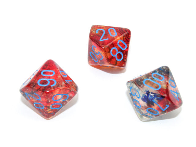 Chessex Tens 10 Dice Nebula Polyhedral Primary/blue Luminary Tens 10