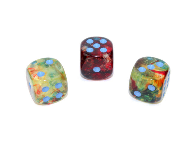 Chessex D6 Dice Nebula 16mm w/pips Primary/blue Luminary d6