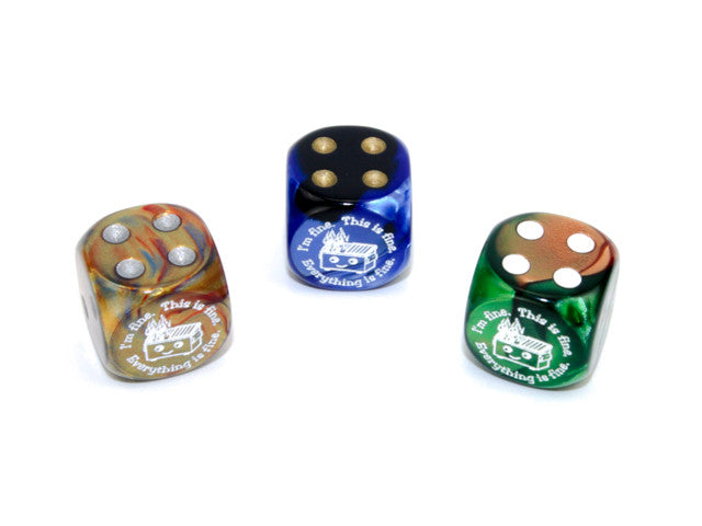 Chessex Specialty Dice Set - Dumpster Fire d6 (Custom engraved)
