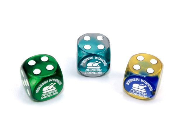 Chessex Specialty Dice Set - Winner Winner Chicken Dinner d6 (Custom engraved)