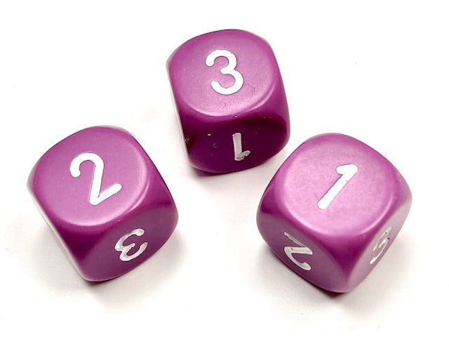 Chessex D3 Dice Opaque 16mm d3 (d6 w/ 1-2-3 twice) Light Purple/white
