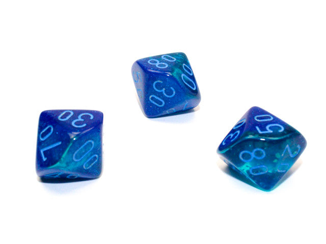 Chessex Tens 10 Dice Gemini Polyhedral Blue-Blue/light blue Luminary Tens 10