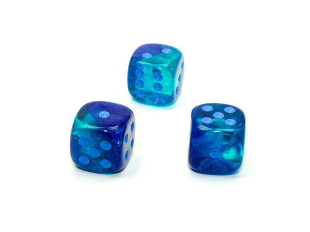 Chessex D6 Dice Gemini 12mm w/pips Blue-Blue/light blue Luminary d6