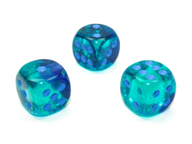 Chessex D6 Dice Gemini 16mm w/pips Blue-Blue/light blue Luminary d6