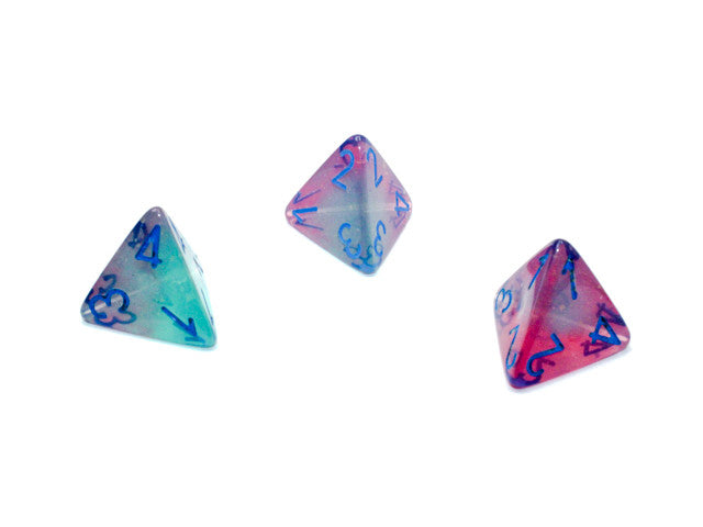 Chessex D4 Dice Gemini Polyhedral Gel Green-Pink/blue Luminary d4