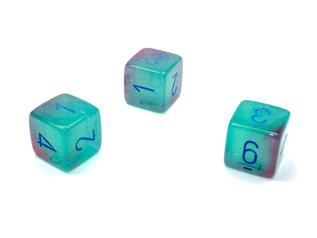 Chessex D6 Dice Gemini Polyhedral Gel Green-Pink/blue Luminary d6