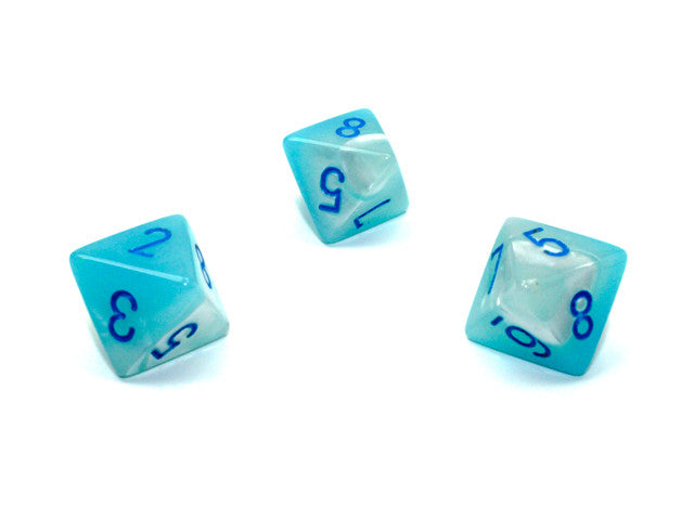 Chessex D8 Dice Gemini Polyhedral Pearl Turquoise-White/blue Luminary d8
