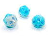 Chessex D20 Dice Gemini Polyhedral Pearl Turquoise-White/blue Luminary d20