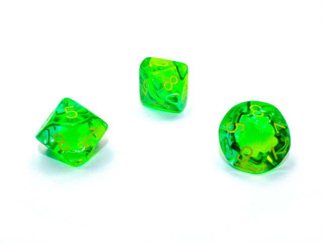 Chessex D10 Dice Gemini Polyhedral Translucent Green-Teal/yellow d10