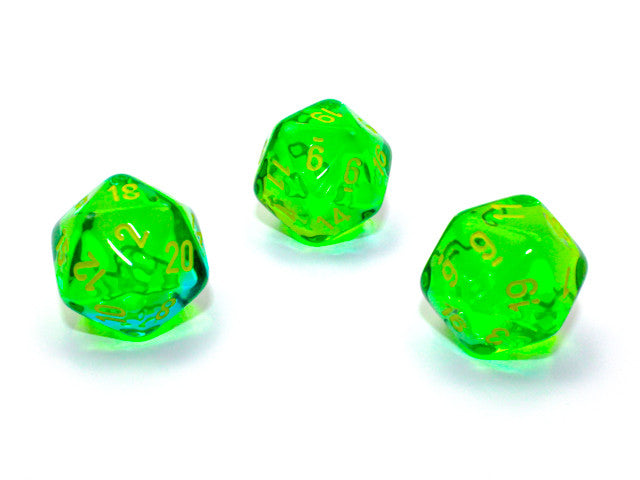 Chessex D20 Dice Gemini Polyhedral Translucent Green-Teal/yellow d20