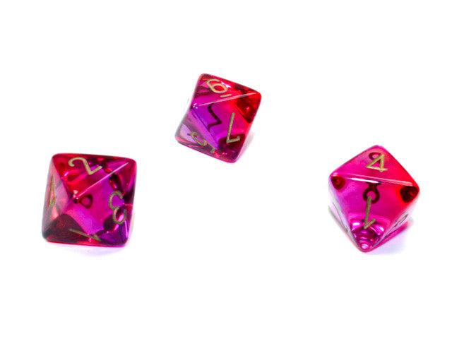 Chessex D8 Dice Gemini Polyhedral Translucent Red-Violet w/gold d8