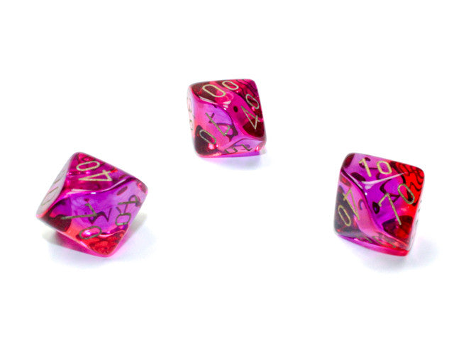 Chessex Tens 10 Dice Gemini Polyhedral Translucent Red-Violet w/gold Tens 10