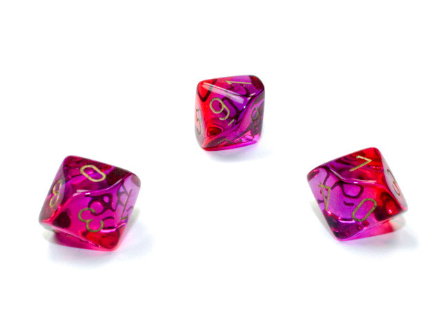 Chessex D10 Dice Gemini Polyhedral Translucent Red-Violet w/gold d10