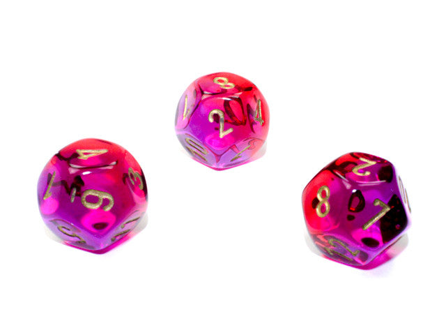 Chessex D12 Dice Gemini Polyhedral Translucent Red-Violet w/gold d12