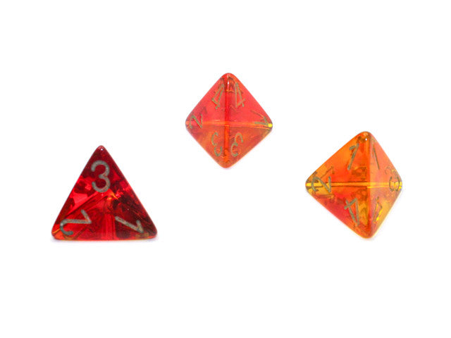 Chessex D4 Dice Gemini Polyhedral Translucent Red-Yellow/gold d4