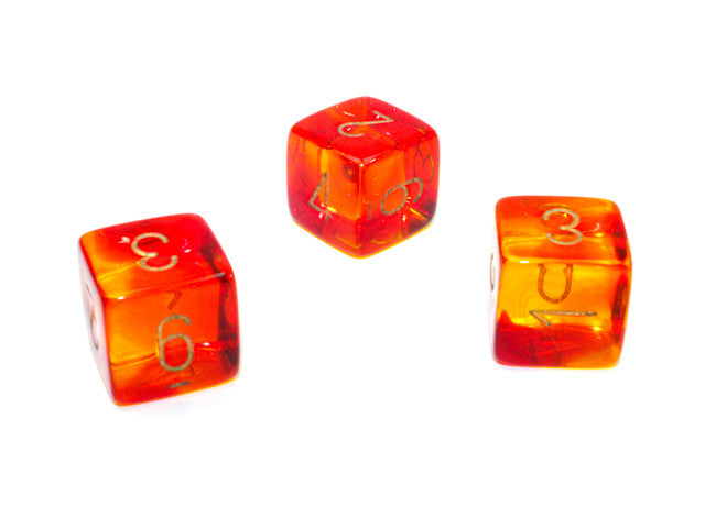 Chessex D6 Dice Gemini Polyhedral Translucent Red-Yellow/gold d6