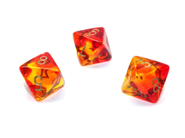 Chessex D8 Dice Gemini Polyhedral Translucent Red-Yellow/gold d8