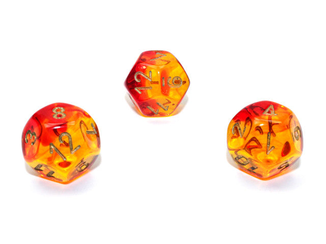 Chessex D12 Dice Gemini Polyhedral Translucent Red-Yellow/gold d12