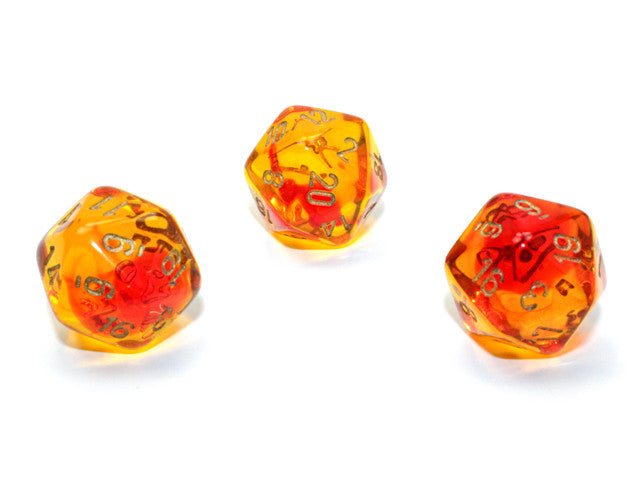 Chessex D20 Dice Gemini Polyhedral Translucent Red-Yellow/gold d20