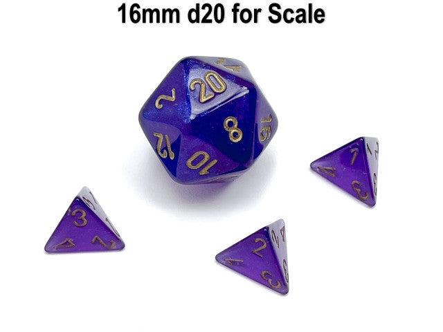 Chessex D4 Dice Borealis Mini-Polyhedral Royal Purple/gold Luminary d4