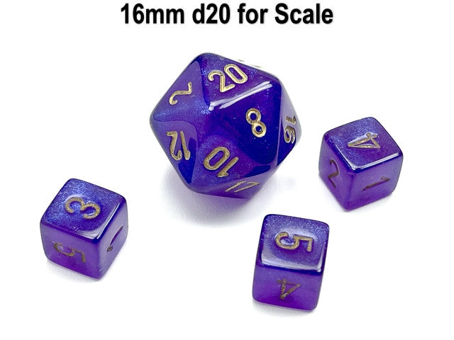 Chessex D6 Dice Borealis Mini-Polyhedral Royal Purple/gold Luminary d6
