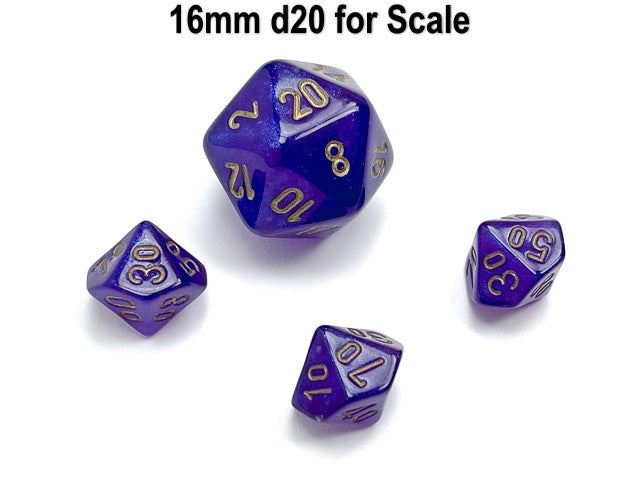 Chessex Tens 10 Dice Borealis Mini-Polyhedral Royal Purple/gold Luminary Tens 10