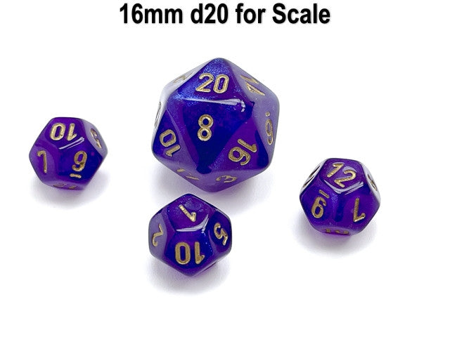 Chessex D12 Dice Borealis Mini-Polyhedral Royal Purple/gold Luminary d12