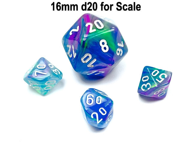 Chessex Tens 10 Dice Festive Mini-Polyhedral Waterlily/white Tens 10