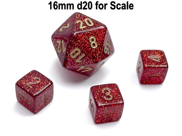 Chessex D6 Dice Glitter Mini-Polyhedral Ruby/gold d6