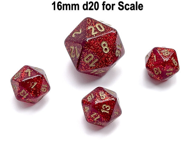 Chessex D20 Dice Glitter Mini-Polyhedral Ruby/gold d20