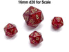 Chessex D20 Dice Glitter Mini-Polyhedral Ruby/gold d20