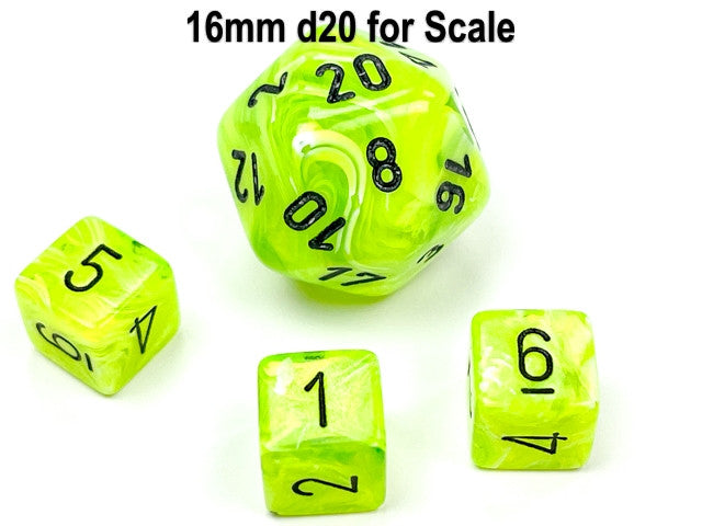 Chessex D6 Dice Vortex Mini-Polyhedral Bright Green/black d6