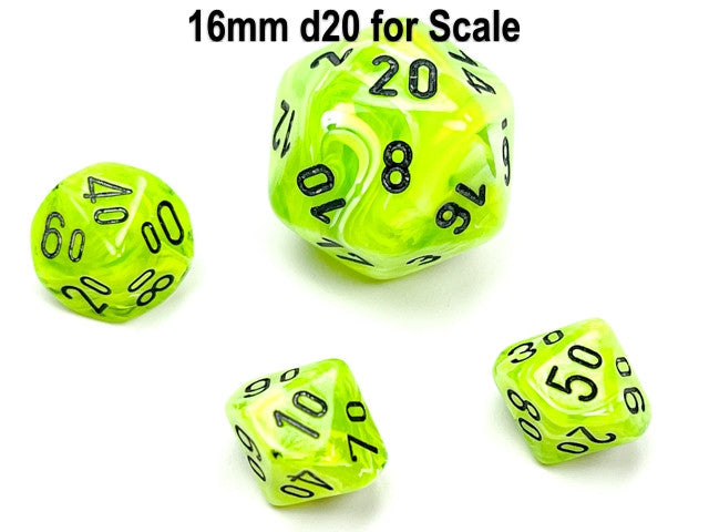 Chessex Tens 10 Dice Vortex Mini-Polyhedral Bright Green/black Tens 10
