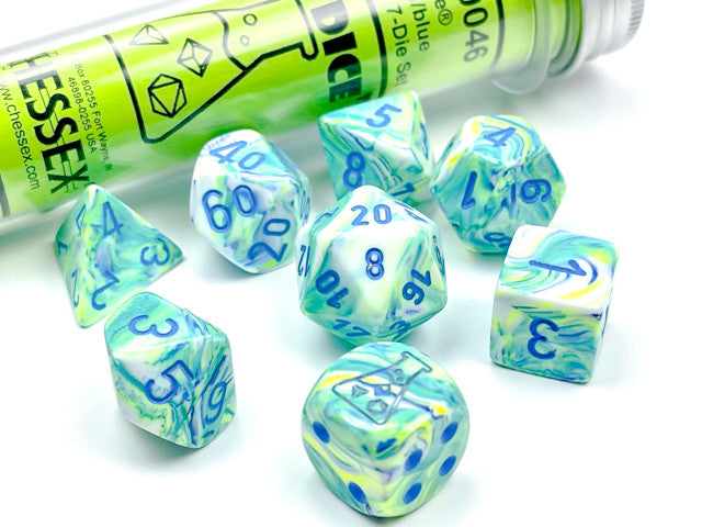 Chessex D7-Die Set Festive Polyhedral Garden/blue 7-Die Set (with bonus die)