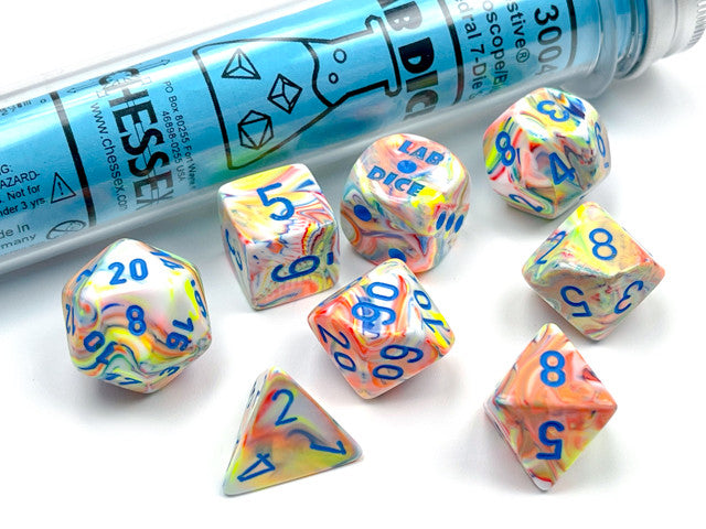 Chessex D7-Die Set Festive Polyhedral Kaleidoscope/blue 7-Die Set (with bonus die)
