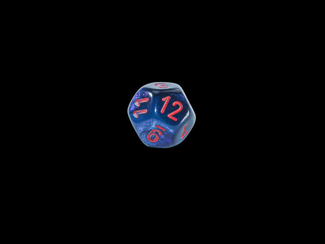 Chessex D12 Dice Gemini Mini-Polyhedral Black-Starlight/red d12