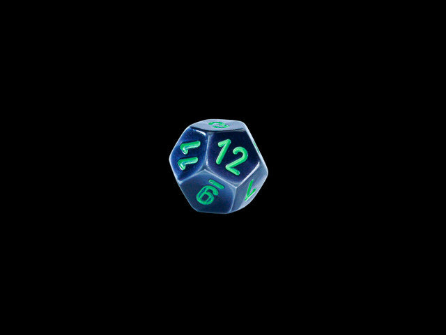 Chessex D12 Dice Gemini Mini-Polyhedral Black-Grey/green d12