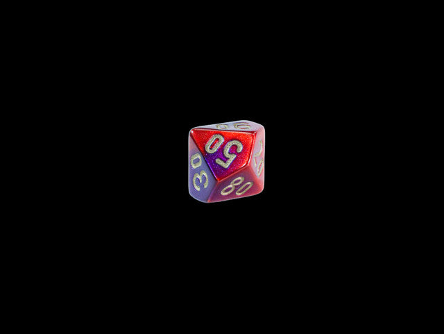 Chessex Tens 10 Dice Gemini Mini-Polyhedral Purple-Red/gold Tens 10