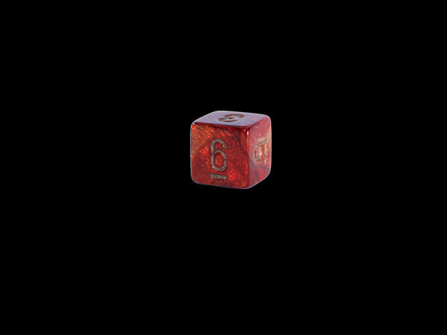 Chessex D6 Dice Scarab Mini-Polyhedral Scarlet/gold d6