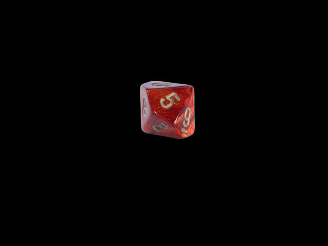 Chessex D10 Dice Scarab Mini-Polyhedral Scarlet/gold d10