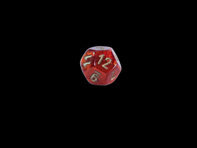 Chessex D12 Dice Scarab Mini-Polyhedral Scarlet/gold d12