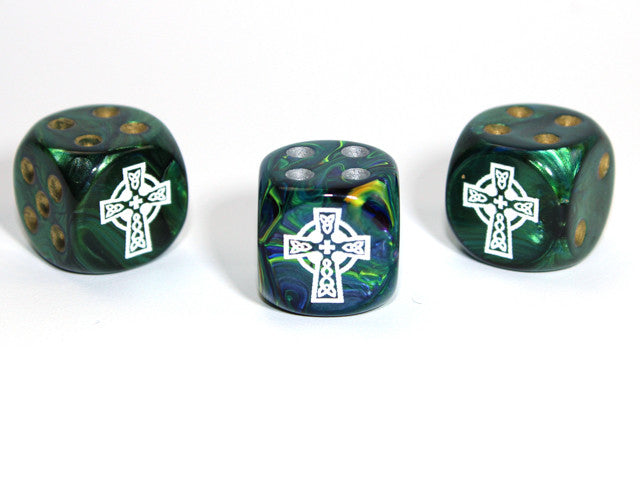 Chessex D6 Dice Celtic Cross d6 (Custom engraved)